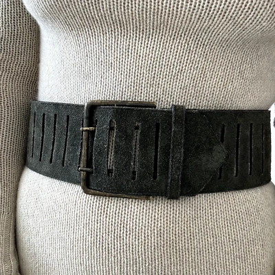 Suzi Roher Womens Handmade Gray Suede Leather Wide Waist Belt Made in Canada M - Image 1 of 4