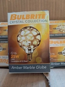 Bulbrite Pack of (12) 40 Watt Amber Marble Globe Finish G16 Candelabra - Picture 1 of 5