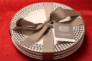 D & V ACCENT DESSERT APPETIZER PLATES(s) URBAN GRAY - S/4 - Picture 1 of 1