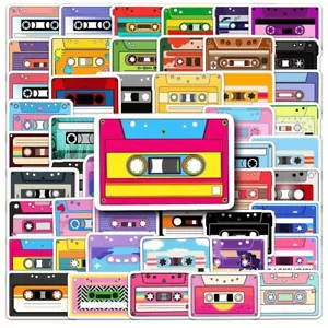 80er Jahre Stil Mini Kassette Band Wasserdicht Aufkleber 10er Set Vintage Retro Musik* - Bild 1 von 5