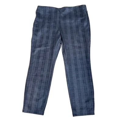 Tahari Plaid Tummy Control Pull On Ankle Pant Black Gray Brown Size XL NWT - Image 1 of 4