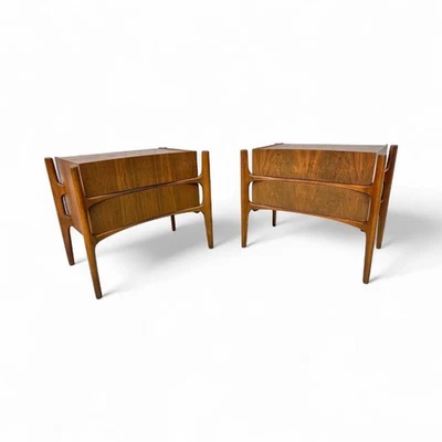 Mid-Century Swedish Modern William Hinn Sculptural Walnut Nightstands - Set of 2 - Image 1 of 4