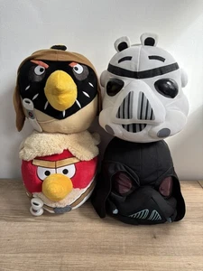 Angry Birds Star Wars x4 Soft Plush Toys 8” Luke,Obi,Darth,Stormtrooper In VGC - Picture 1 of 11