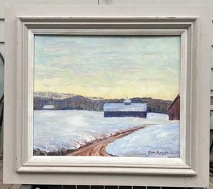 American Impressionist Original Oil Painting By Don Bailey - Winter Farmstead - Picture 1 of 12