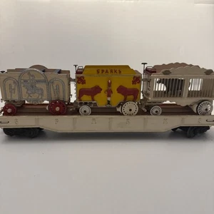 Vintage O Gauge , Wardie J Sparks Circus , Flat Car With Three Wagons - Picture 1 of 11