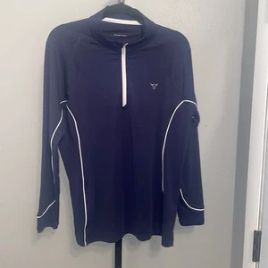 Peter Millar Polo Shirt Golf Bull Skull Texas Longhorn Size Large Blue - Picture 1 of 4