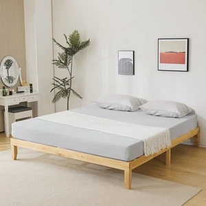 Basic bed frame painted pine wood original color King 202*192*30.5cm wooden bed - Picture 1 of 10