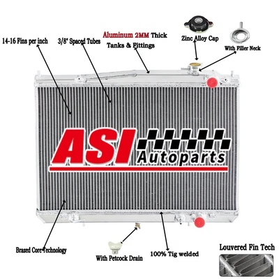 Aluminum Radiator 2001-2006 For Nissan Navara D22 3.0L 4cyl ZD30 Turbo Diesel AT - image 1 of 4