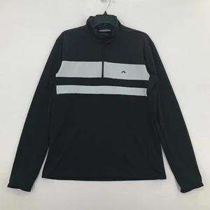 J Lindeberg Shirt Mens Large L Black Gray Golf Long Sleeve 1/4 Zip Casual Men - Picture 1 of 19