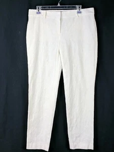PANTALONES LARGOS DE MUJER ANN TAYLOR de altura baja marfil en relieve mezcla de algodón talla 8 - Imagen 1 de 5