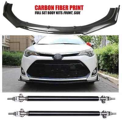 Front Bumper Lip Splitter Spoiler Kit Carbon Fiber For Toyota Corolla /Corolla S Foto 1 de 4