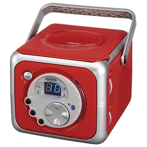 Jensen CD-555 Red CD Bluetooth Boombox Portable Bluetooth Music System W Radio - Afbeelding 1 van 10