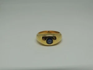 Bague jonc massive or 18 carats et saphir - Picture 1 of 11