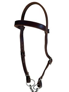 Western Leather Draft Bridle Doubled stitched Riding Bridle Headstall w/ Snaffle
