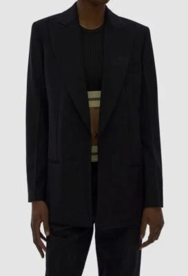 $526 Helmut Lang Mujer Negro Lana Frente Abierto Blazer Abrigo Chaqueta Talla 00 Foto 1 de 4