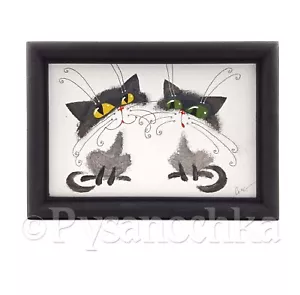 Divertida imagen de regalo gato hecha a mano pintura gráficos decoración de pared por artista ucraniano - Imagen 1 de 13