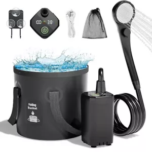 Portable Camping Shower, 6000mAh Rechargeable Shower Pump, Foldable Bucket - Picture 1 of 12