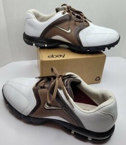 2007 Nike Air Golfing Cleats White/brown 317628-102 Size 12