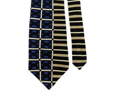 Corbata de cuello Conte di Milano 100 % seda a rayas y cuadros para hombre 4" x 57" Foto 1 de 2