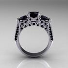3.33 ct Black Round Diamond Ring Sterling Silver Lab Created Beautiful Fine Ring