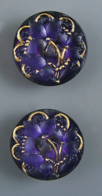 HAND PAINTED CZECH GLASS BUTTON - SET2 - Image 1 of 3