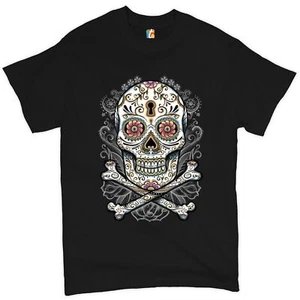 Calavera Sugar Skull T-shirt Mexican Day of the Dead Dia de Muertos Men's Tee - Picture 1 of 65