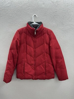 New York & Company Womens Jacket Size Small Red Down Puffer Zip Up Fleece Lined - Изображение 1 из 4