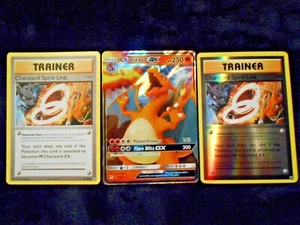 Lote de cartas de Pokémon Charizard GX Holo 9/68 75/108 holo inverso y enlace no espiritual casi nuevo - Imagen 1 de 2