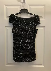 White House Black Market Dot Mesh Knit Top Black Size S - NEW - Picture 1 of 3