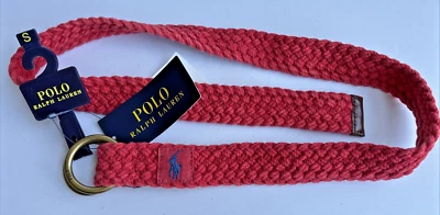 Polo Ralph Lauren Lona Cinto VERMELHO Masculino PEQUENO 38" Trançado O Ring Acabamento em Couro - Imagem 1 de 4