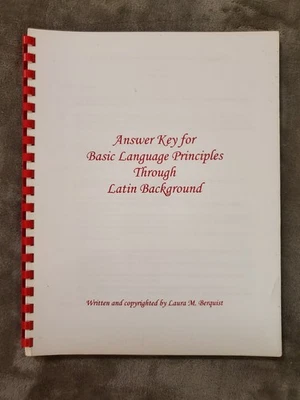 Answer Key for Basic Language Principles Through Latin Background Like New! - Image 1 of 2