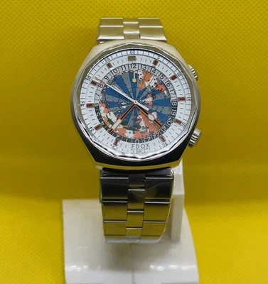 Geoscopio Automático Edox Acero Worldtimer Vintage 42mm GMT con Pulsera Usado en Excelente Condición Foto 1 de 4