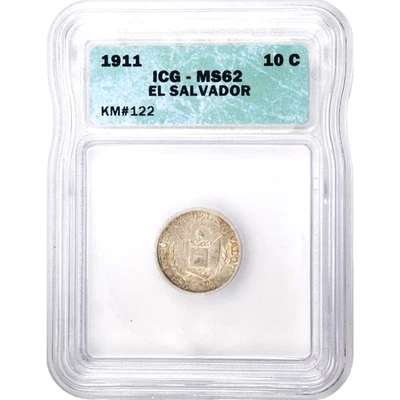 El Salvador 1911 10 centavos, ICG MS 62, KM-122, fecha escasa Foto 1 de 2