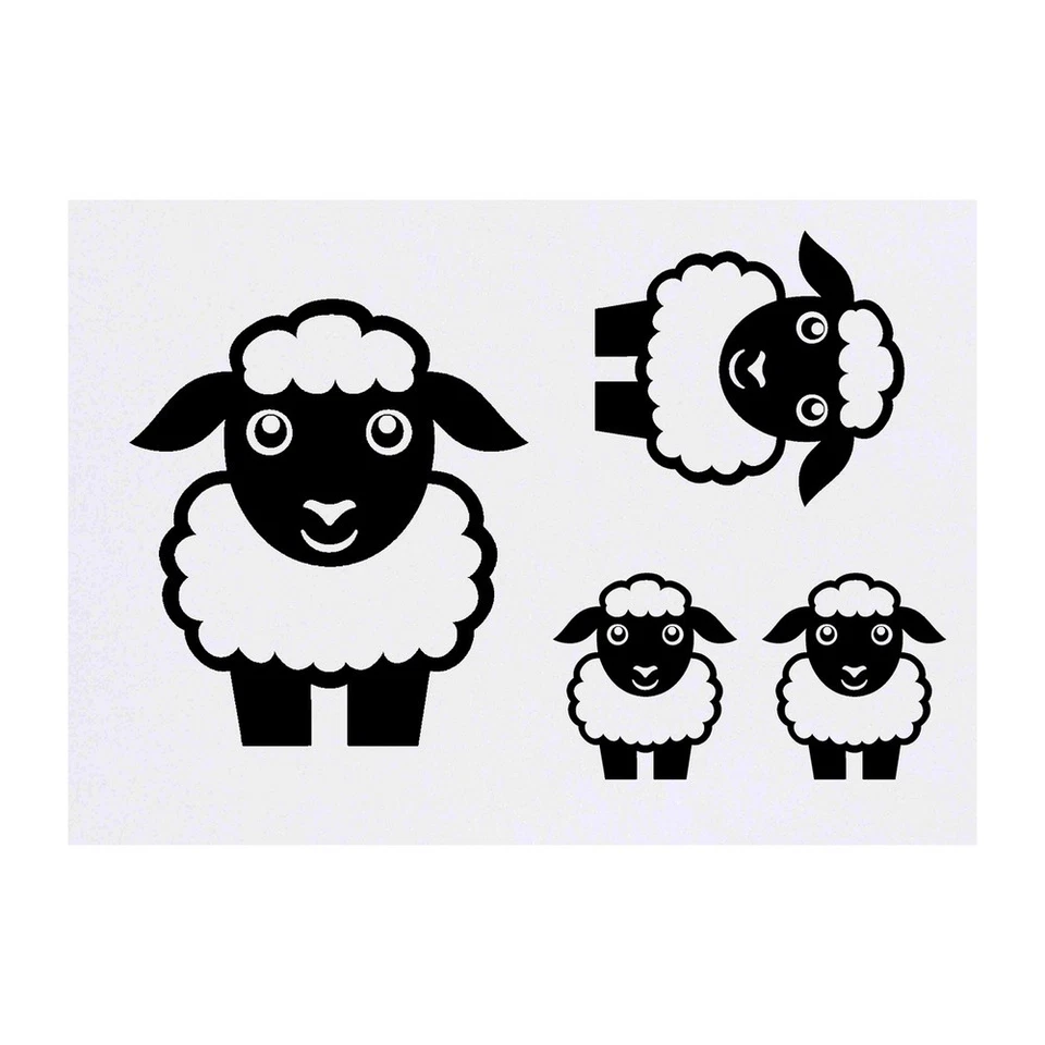 AZEEDA 4 x Temporäre Tattoos/Transfers "Einfach niedliches Schaf" (TO00081204)
