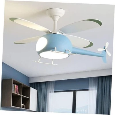 42 inch Children's Bedroom Helicopter Ceiling Fan with Lights,Remote Blue - Image 1 of 4