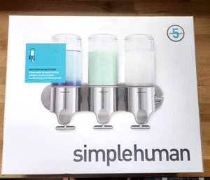 Simplehuman Triple Wall Mount Shower Pump Soap Dispensers 3x15 oz. New Open Box - Picture 1 of 10
