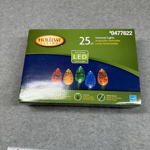 25 ct Textured LED Multicolor String Lights 16 ft Christmas Tree Holiday Living - Picture 1 of 6