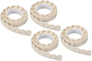 PATIKIL Lace Ribbon Self-Adhesive Tape, 4 Rolls Cotton Masking Beige  - Picture 1 of 5