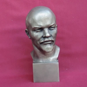 LENIN Old Big USSR BUST Communist Agitation Soviet Cast Pewter STATUE 10"=25cm - Picture 1 of 8