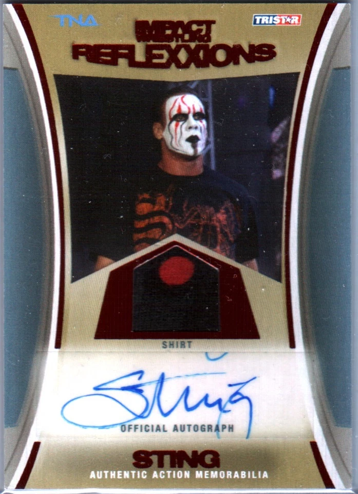 TNA Sting 2012 Reflexxions RED Autograph Memorabilia Shirt Relic Card SN 3 of 5 - Image 1 of 1