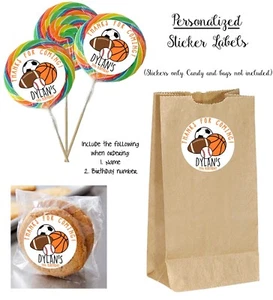 SPORTS Balls STICKERS for Lollipops, birthday party favors, football soccer - Picture 1 of 1