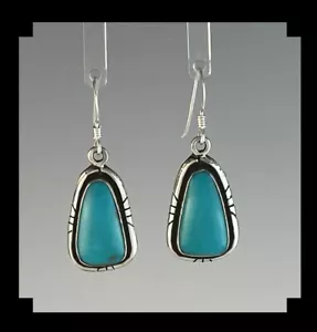 Handcrafted Sterling and Sleeping Beauty Turquoise Earrings - Picture 1 of 5