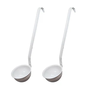 2x Urban Style Carbon Steel Enamelware Soup/Goulash Ladle Spoon Utensil Cottage - Picture 1 of 2