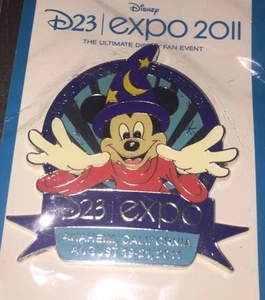 DISNEY PIN D23 Logo 2011 Sorcerer Mickey Mouse Expo Archives On Card - Picture 1 of 1