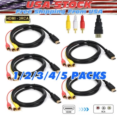 1080P HDMI Macho a 3 RCA S-video AV Audio Cable Adaptador para TV HDTV DVD Lote Foto 1 de 4