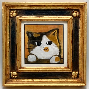 Cat Art Fraem Series Calico Cat Oil Painting Japan Artists - Picture 1 of 22