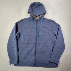 LL Bean Jacket Mens Large Blue Slightly Fitted Full Zip Hooded Wool Blend - Picture 1 of 7