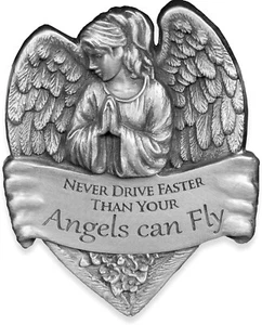 2.5" Never Drive Faster Than Your Angel Can Fly Metal Visor Clip, Unique Gift - Picture 1 of 3