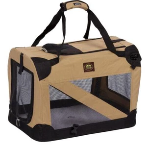 Pet Life Collapsible Crate 360 Degree Vista-View Soft Folding - Large Khaki - Picture 1 of 1