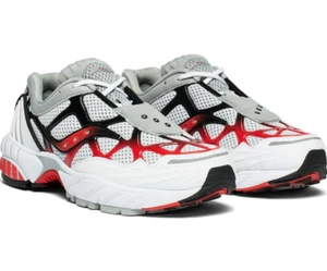Saucony® Originals Men's 8 (Women's 9.5) Grid Web Sneakers in White/Grey/Red - Picture 1 of 9